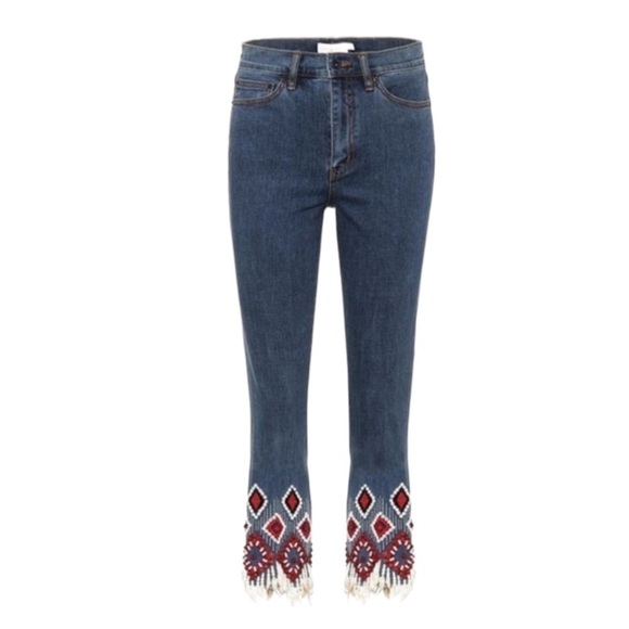 Tory Burch Women's Blue Mia Embellished Jeans - Picture 3 of 12